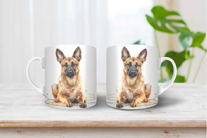 belga juhász - malinois mintás karácsonyi bögre 2