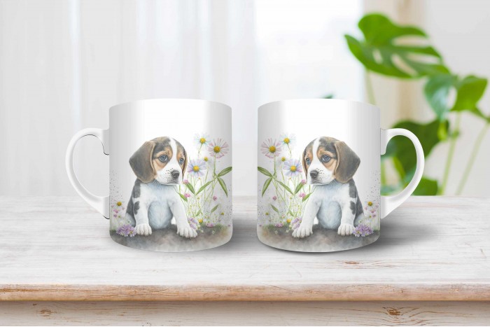 beagle kölyök mintás bögre 2