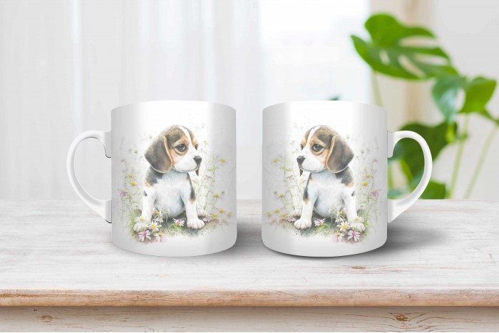 beagle kölyök mintás bögre 2