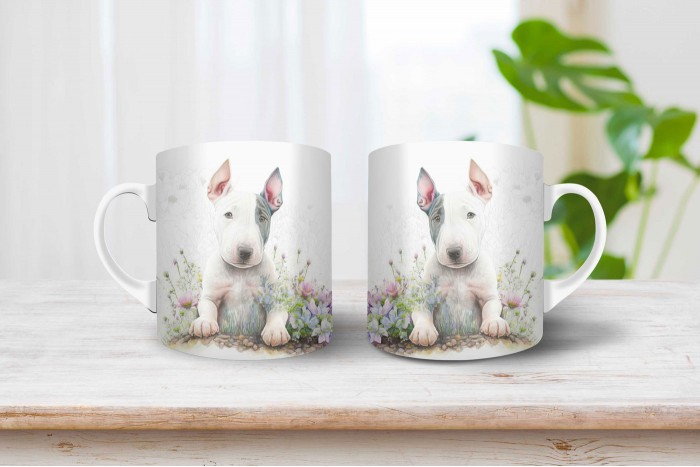 bullterrier kölyök mintás bögre 2