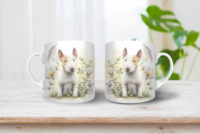 bullterrier kölyök mintás bögre 2