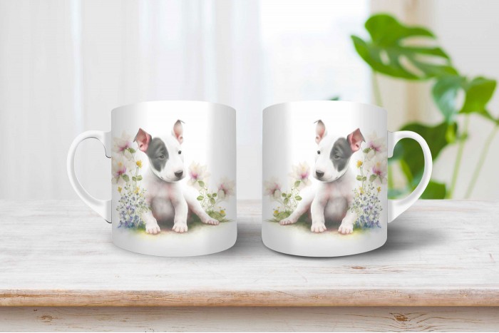 bullterrier kölyök mintás bögre 2