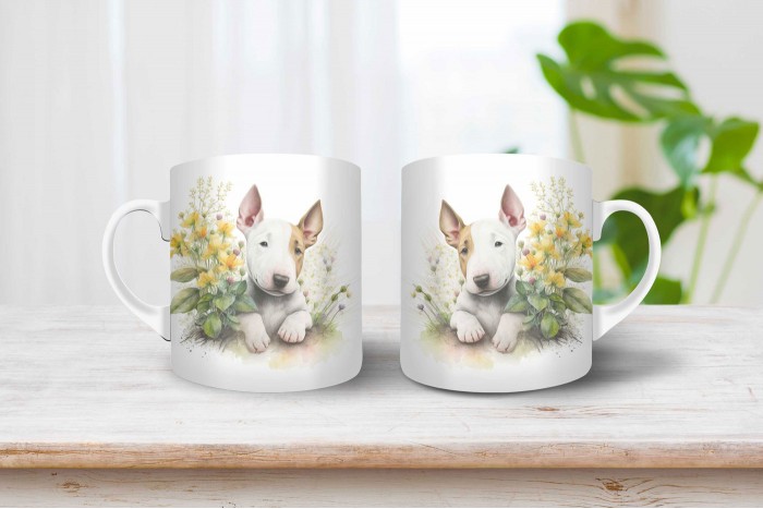 bullterrier kölyök mintás bögre 2