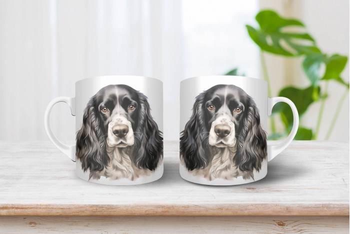 fekete-fehér cocker spániel bögre 2