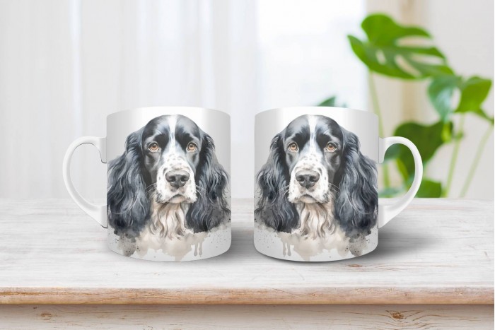 fekete-fehér cocker spániel bögre 2