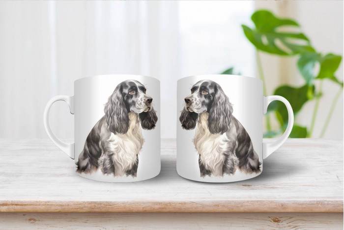 fekete-fehér cocker spániel bögre 2