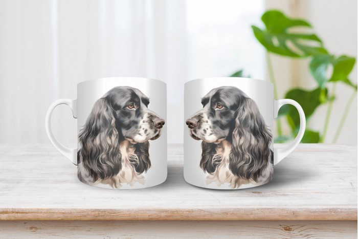 fekete-fehér cocker spániel bögre 2