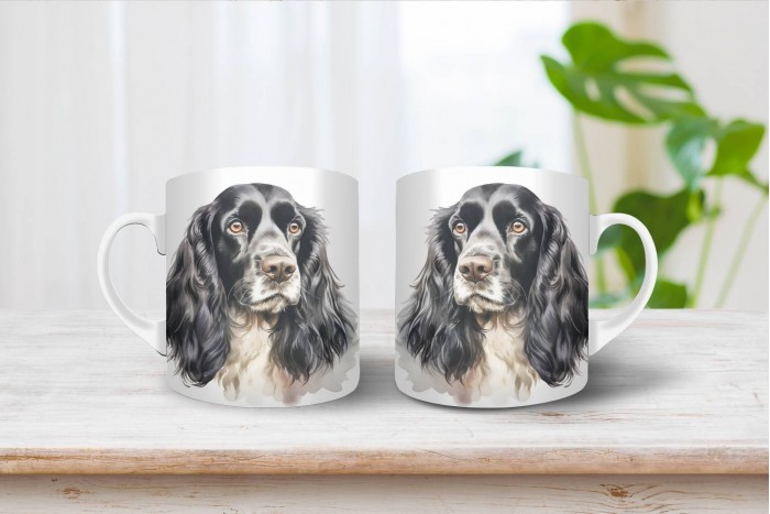 fekete-fehér cocker spániel bögre 2