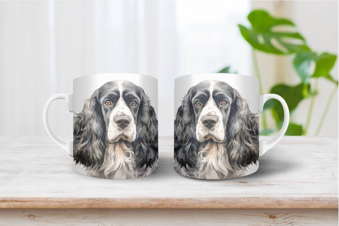 fekete-fehér cocker spániel bögre 2