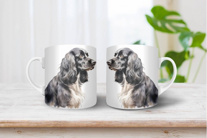 fekete-fehér cocker spániel bögre 2