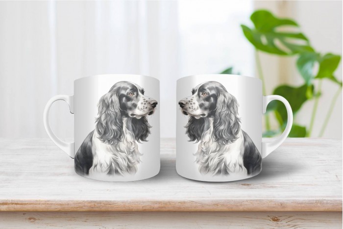 fekete-fehér cocker spániel bögre 2