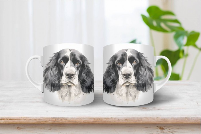 fekete-fehér cocker spániel bögre 2