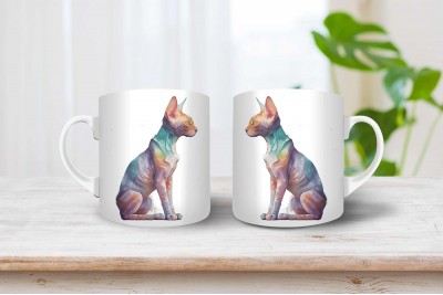 Szfinx macska mintás bögre