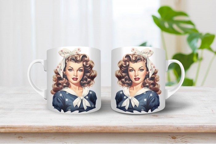 pin-up bögre - pin-up lány 2