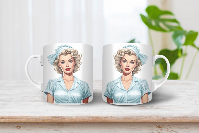 pin-up bögre - pin-up lány - nővérke 2