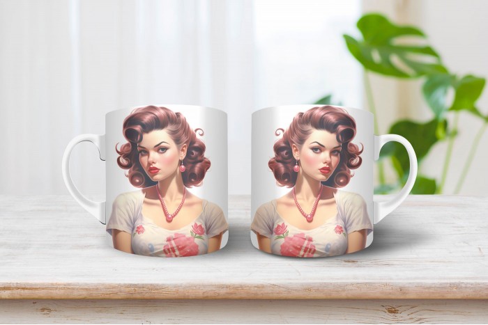 pin-up bögre - pin-up lány 2