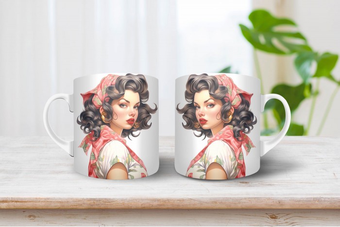 pin-up bögre - pin-up lány 2