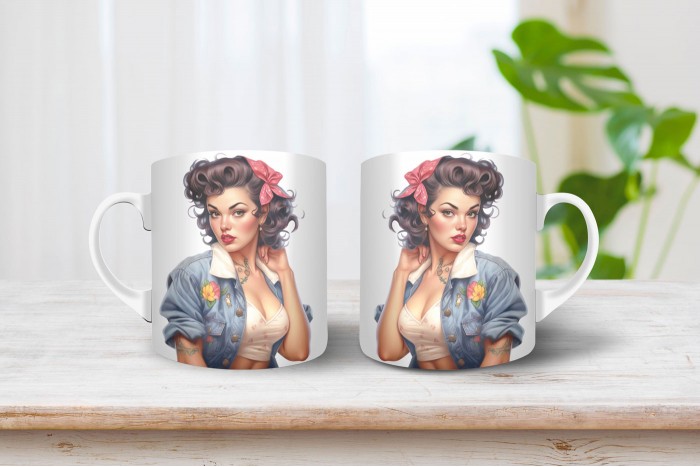 pin-up bögre - pin-up lány 2