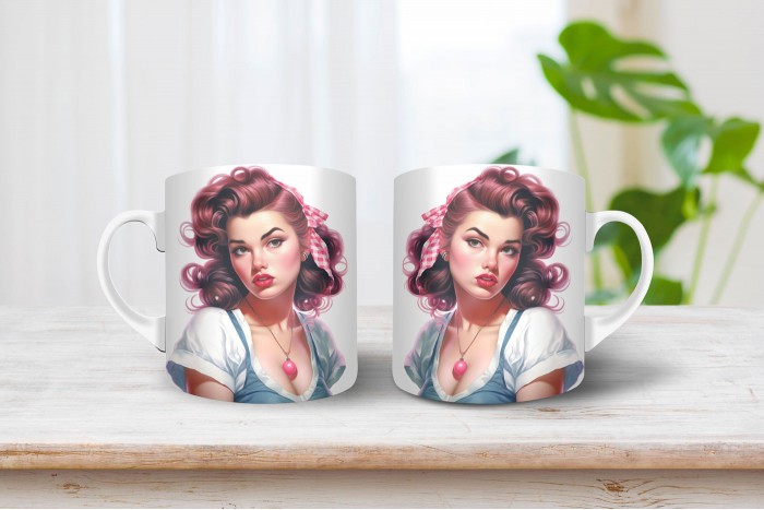 pin-up bögre - pin-up lány 2