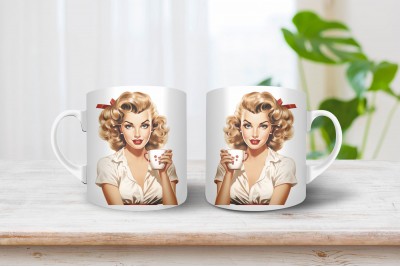 Pin-up bögre - Pin-up lány kávéval