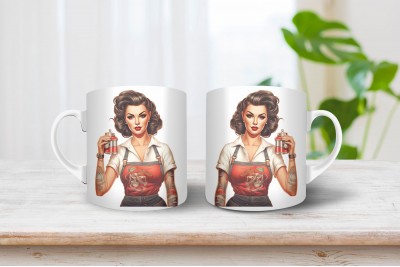 Pin-up bögre - Pin-up lány kávéval