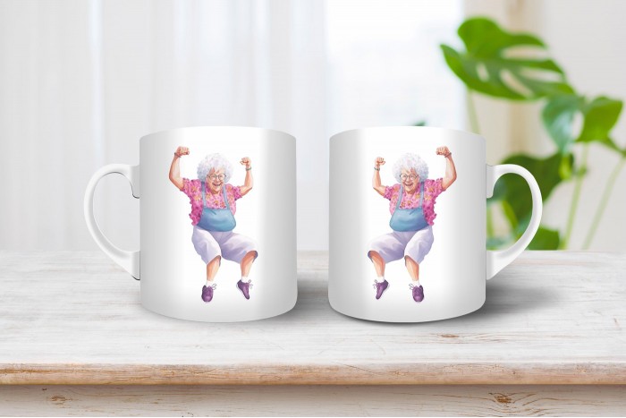 vagány nagymama mintás bögre 2