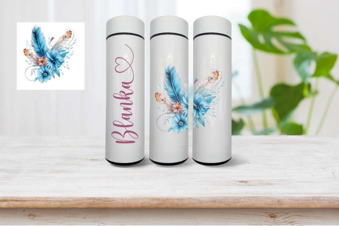 okos termo kulacs - névvel, boho mintával 2