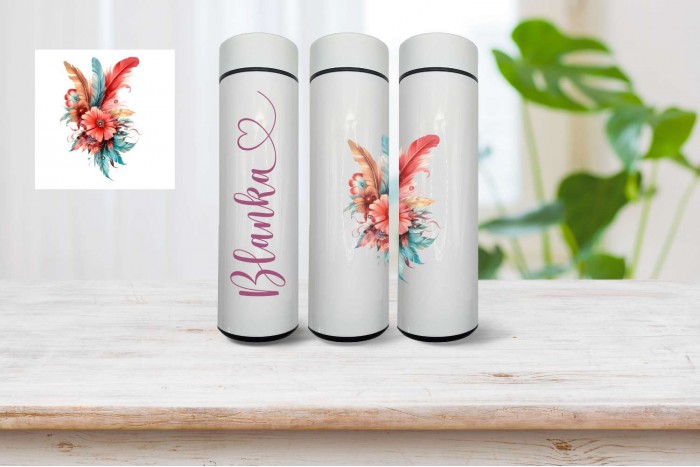 okos termo kulacs - névvel, boho mintával 2