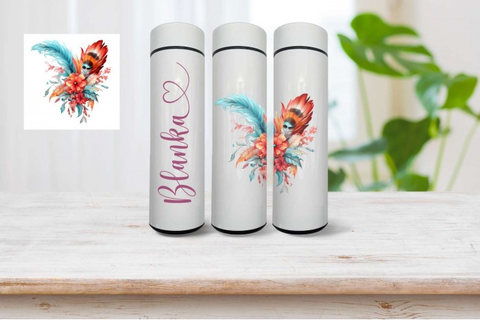 okos termo kulacs - névvel, boho mintával 2