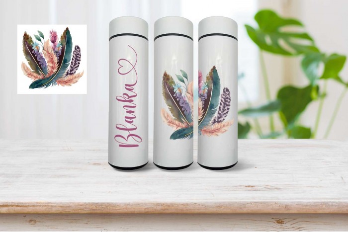 okos termo kulacs - névvel, boho mintával 2