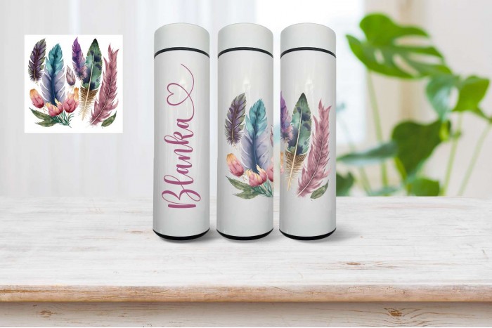 okos termo kulacs - névvel, boho mintával 2