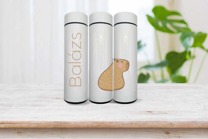capybara mintás okos termo kulacs névvel 2