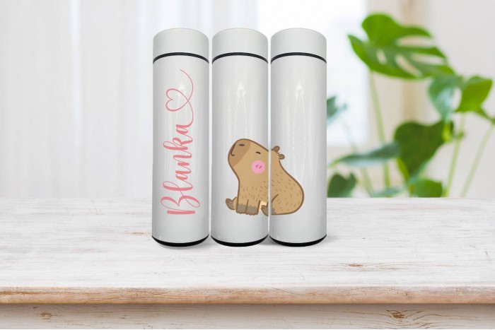 capybara mintás okos termo kulacs névvel 2