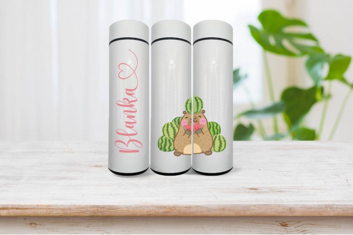 capybara mintás okos termo kulacs névvel 2