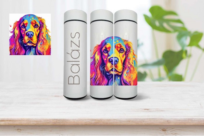 cocker spániel mintás okos termo kulacs - névvel 2