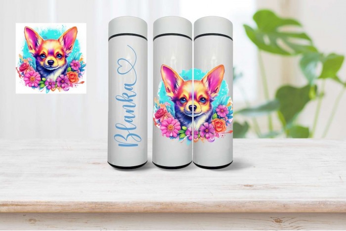 csivava mintás okos termo kulacs - névvel 2