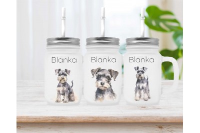 Törpe schnauzer mintás limonádés pohár