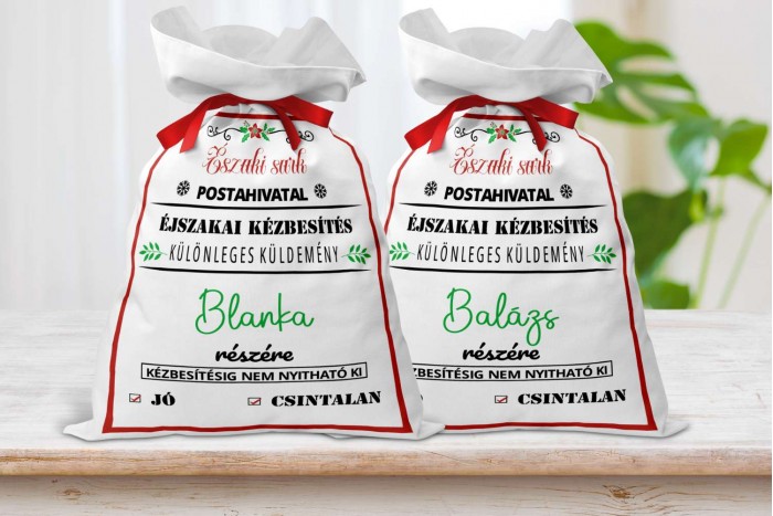 egyedi, névre szóló mikulás zsák 2
