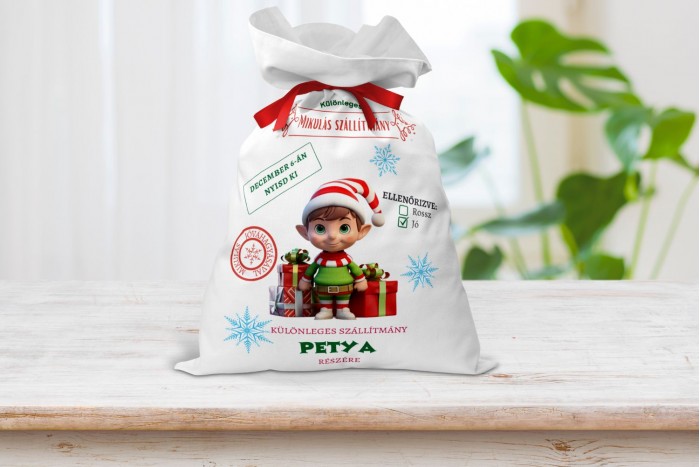 egyedi, névre szóló mikulás zsák 2