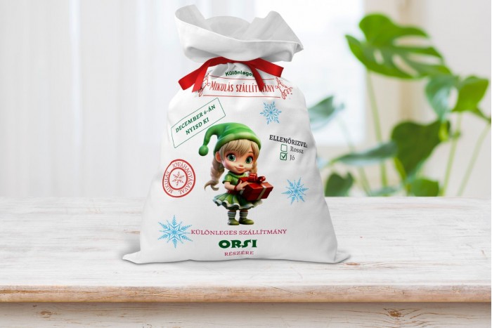 egyedi, névre szóló mikulás zsák 2