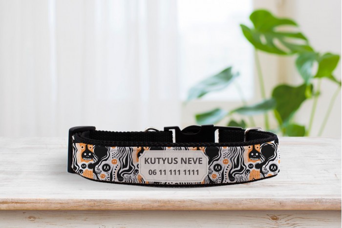 egyedi halloween nyakörv - állítható - névvel, telefonszámmal 2