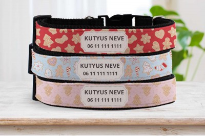 Karácsonyi édesség mintás nyakörvek