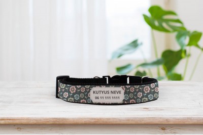 Egyedi nyakörv modern virágos mintával - állítható