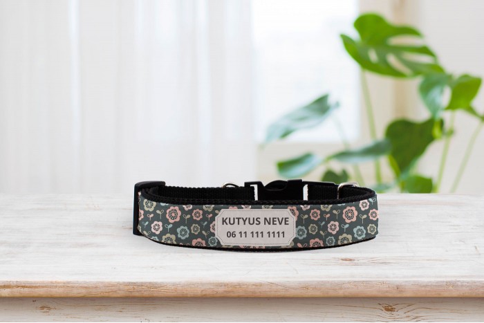 egyedi nyakörv modern virágos mintával - állítható 2