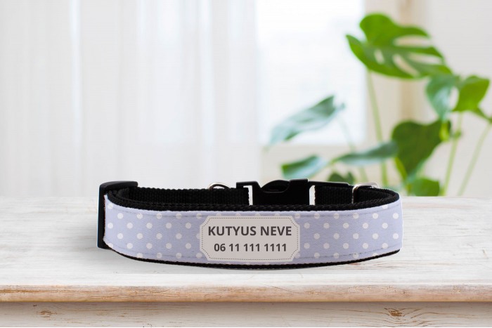 egyedi pöttyös nyakörv pasztell-lila színben - állítható 2