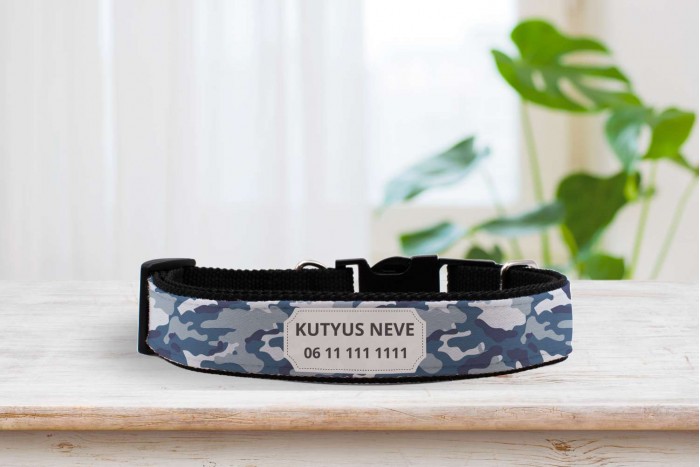 terepszínű nyakörv navy - állítható - névvel, telefonszámmal 2