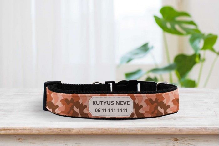 terepszínű nyakörv - állítható - névvel, telefonszámmal 2