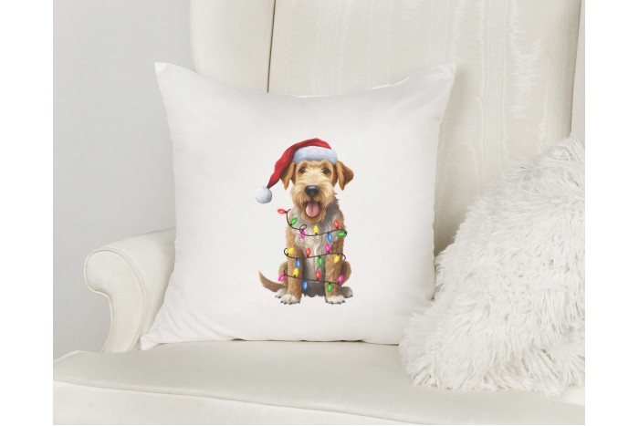 karácsonyi airedale terrier mintás párna 2