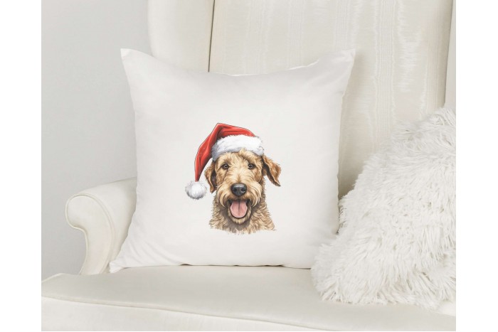karácsonyi airedale terrier mintás párna 2