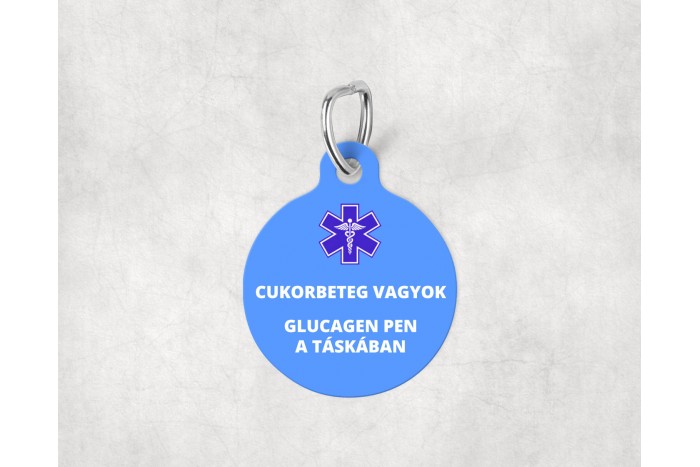 cukorbeteg vagyok, glucagen pen a táskában - egészségi állapotra figyelmeztető táskadísz - jelölő 2